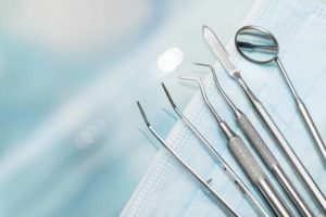 Set of metal Dentist’s medical equipment tools